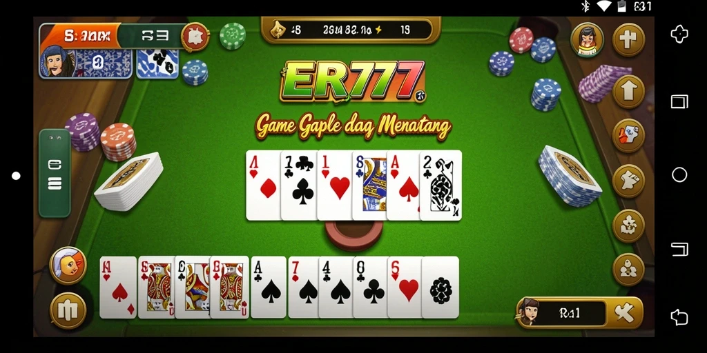Screenshot gameplay ER777 menampilkan suasana permainan Gaple yang seru