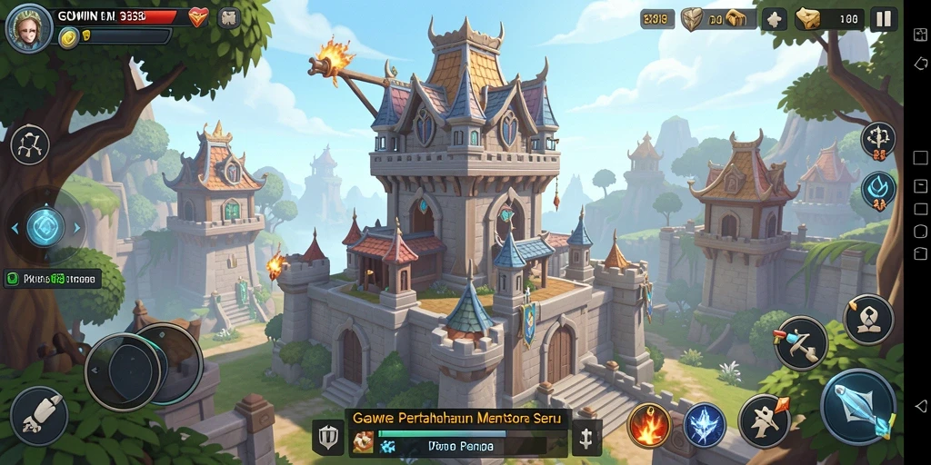 Screenshot gameplay GOWIN menampilkan strategi Tower Defense yang mendebarkan.