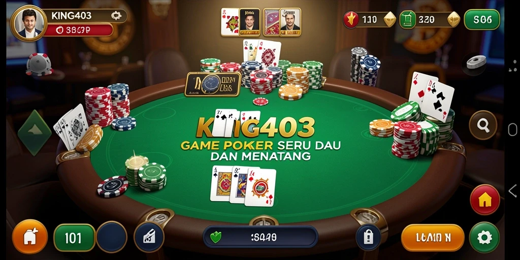 Tampilan permainan poker yang mendebarkan di KING403.