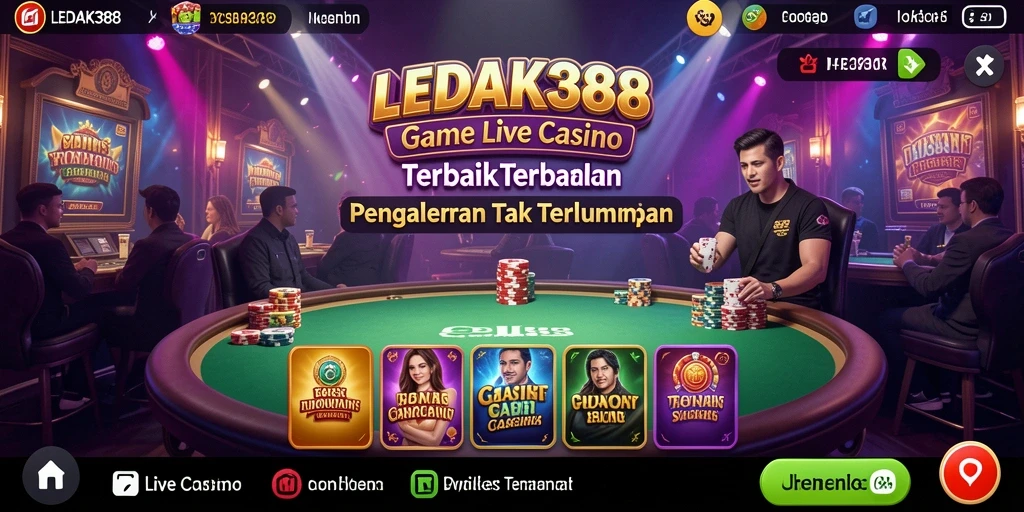 Screenshot gameplay Live Casino LEDAK388 menunjukkan dealer yang sedang bermain.